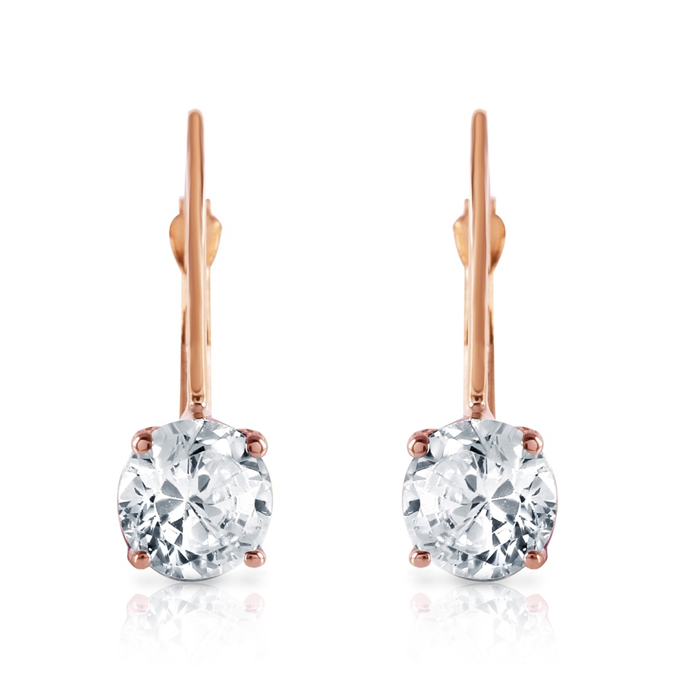 14K. GOLD LEVERBACK EARRING WITH 1.0 CT. DIAMONDS - Picture 3 of 6